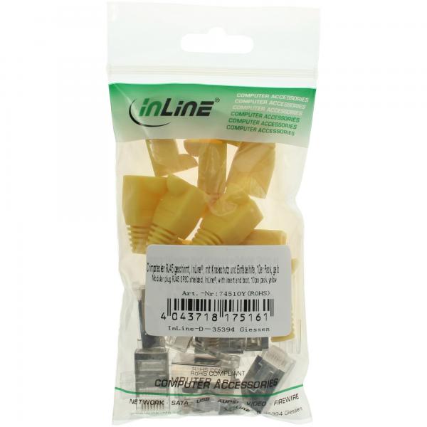 Confezione InLine da 10 crimpature. RJ45 protetto - con protezione antipiega e amp; Ausiliario per l'infilatura - giallo