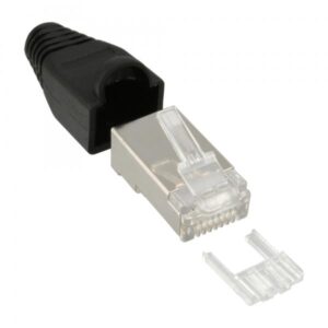 Confezione da 100 crimpature InLine. RJ45 schermato - con curva. & Filettatura - massa nera