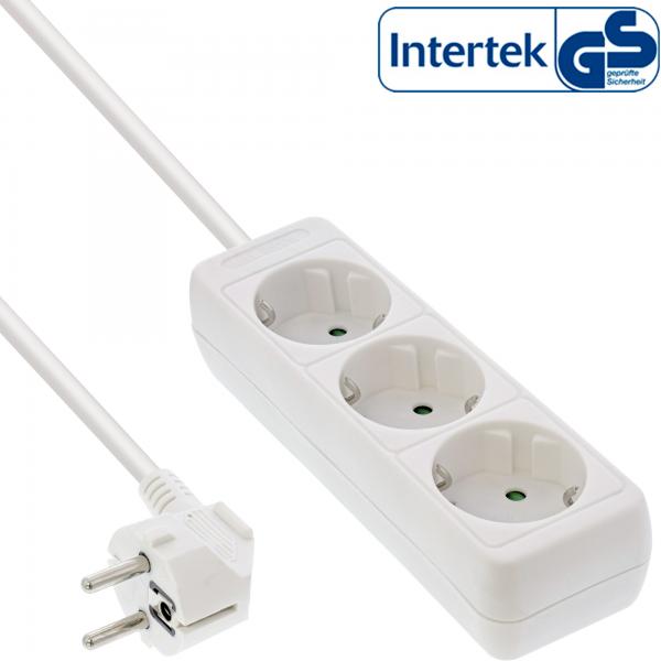 Multipresa InLine - contatto di protezione a 3 vie - bianco - 3 m