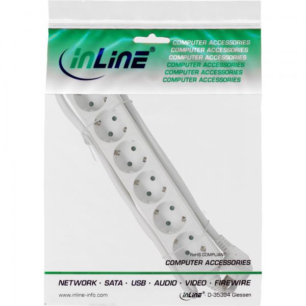 Multipresa InLine - contatto di protezione a 6 vie - bianco - 3 m