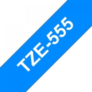 Brother TZe-555 - Bianco su blu - Rotolo (2,4 cm x 8 m)
