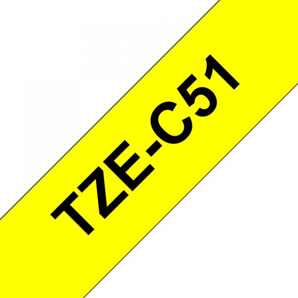 Brother TZe-C51 - Nero su giallo - Rotolo (2,4 cm x 5 m)