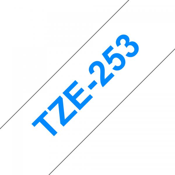 Brother TZe-253 - Blu su bianco - Rotolo (2,4 cm x 8 m)