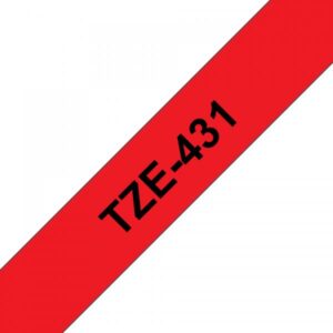 Brother TZe-431 - Nero su rosso - Rotolo (1,2 cm x 8 m)