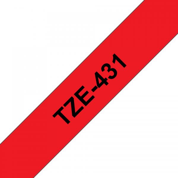Brother TZe-431 - Nero su rosso - Rotolo (1,2 cm x 8 m)