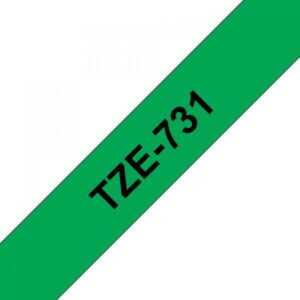 Brother TZe-731 - Nero su verde - Rotolo (1,2 cm x 8 m)