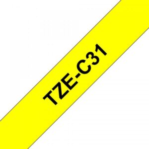 Brother TZe-C31 - Nero su giallo neon - Rotolo (1,2 cm x 5 m)