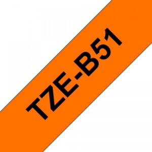 Brother TZe-B51 - Adesivo standard - Nero su arancione fluorescente - Rotolo (2,4 cm x 5 m)