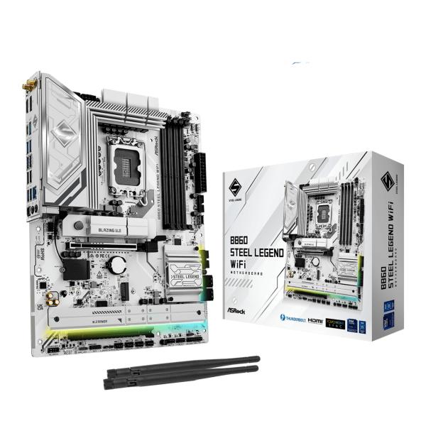 ASRock B860 STEEL LEGEND WIFI - scheda madre - micro ATX - presa LGA1851 - chipset B860 - USB4, USB-C 3.2 Gen2, USB 3.2 Gen 2, USB 3.2 Gen 1 - 2.5 Gigabit LAN, Bluetooth, Wi-Fi 6E - grafica integrata (CPU richiesta)