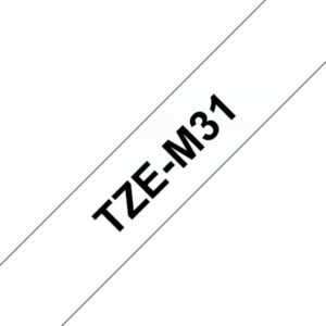 Brother TZe-M31 - Stampa nera su trasparente opaco Premium - Rotolo (1,2 cm x 8 m)