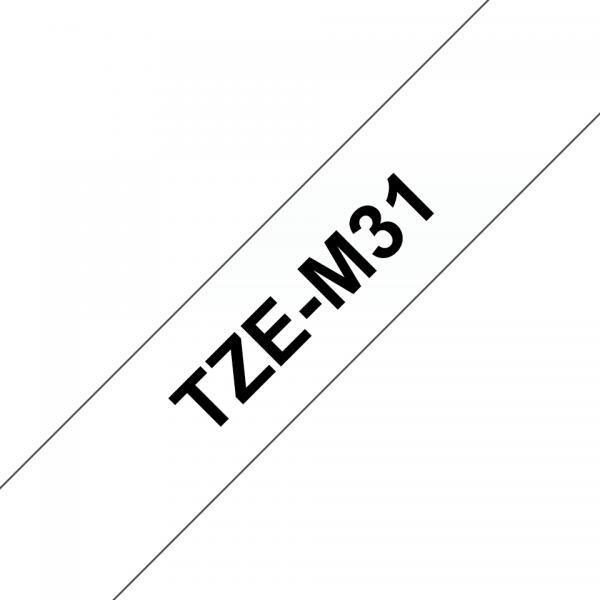 Brother TZe-M31 - Stampa nera su trasparente opaco Premium - Rotolo (1,2 cm x 8 m)