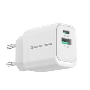 Conceptronic ALTHEA19W33 2-Port 33W GaN USB-PD-Ladegerät, USB-C x 1, USB-A x 1, QC 3.0, PPS, PD 3.0, Drinnen, AC, 20 V, Weiß