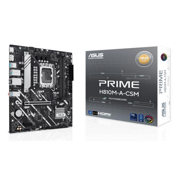 ASUS PRIME H810M-A-CSM - scheda madre - micro ATX - presa LGA1851 - chipset H810 - USB-C 3.2 Gen 1, USB 3.2 Gen 2, USB 3.2 Gen 1 - Gigabit LAN - grafica integrata (CPU richiesta)