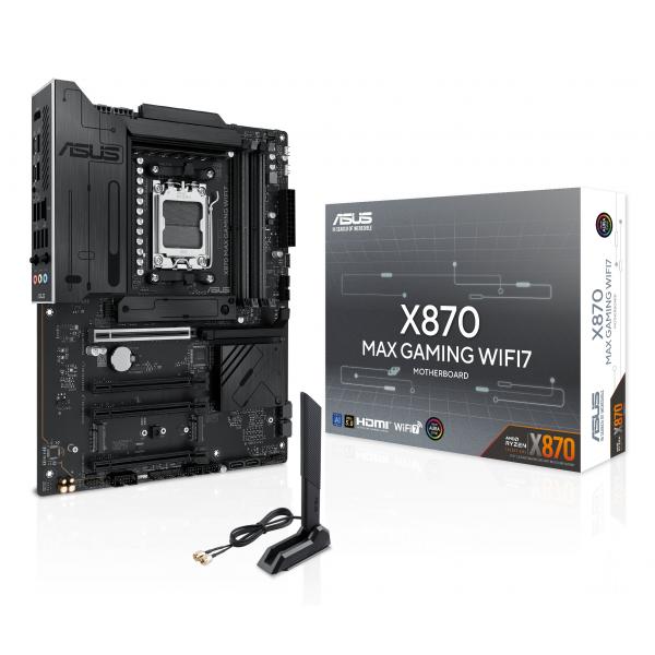 ASUS X870 MAX GAMING WIFI7 - Motherboard - ATX - Socket AM5 - AMD X870 Chipsatz - USB4, USB-C 3.2 Gen 2x2, USB 3.2 Gen 2, USB 3.2 Gen 1 - Wi-Fi 7, 2.5 Gigabit LAN, Bluetooth - Onboard-Grafik (CPU erforderlich)