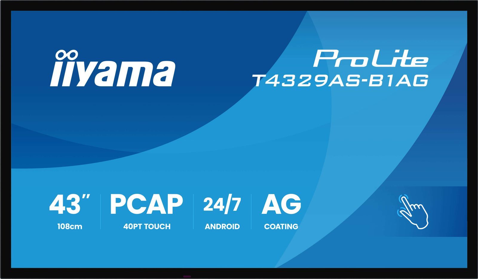 Iiyama T4329AS-B1AG, Interaktiver Flachbildschirm, 108 cm (42.5"), LED, 3840 x 2160 Pixel, WLAN, 24/7