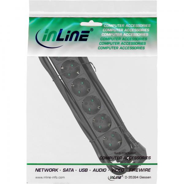 Multipresa InLine - contatto di protezione a 6 vie - nero - 3 m