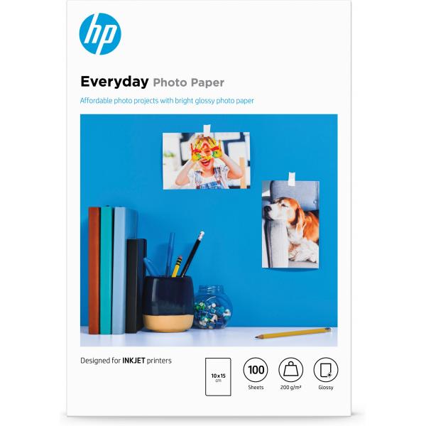 Carta fotografica HP Everyday - Lucida - 8 mil - 100 x 150 mm