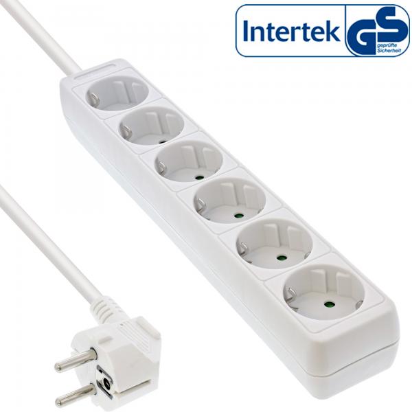 Multipresa InLine - contatto di protezione a 6 vie - bianco - 1,5 m