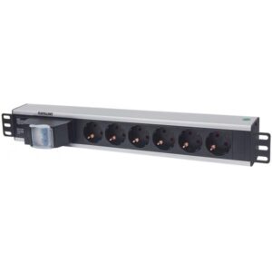 Intellinet 19quot; Multipresa a 6 vie con montaggio su rack 1,5U - Tipo tedesco", con doppio interruttore dell'aria, senza protezione da sovratensione, cavo di alimentazione da 1,6 m - Unità di distribuzione dell'alimentazione (montabile su rack)