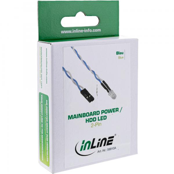 LED HDD InLine / LED di alimentazione per collegamento alla scheda madre - blu - 5 mm - 0,8 m