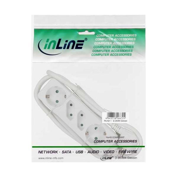 Multipresa InLine - 4 vie - 2x contatto di protezione + 2x Euro - bianco - 5 m
