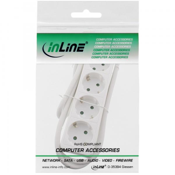 Multipresa InLine - Contatto di protezione a 4 vie bianco - 3 m