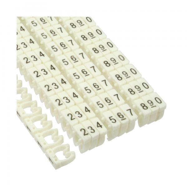 Confezione InLine da 100 segnacavi 6 mm - N. 0-9 - bianco