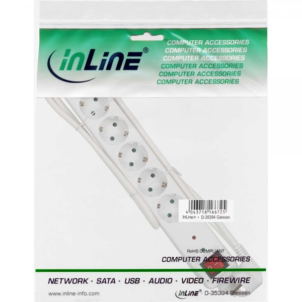 Multipresa InLine - contatto di protezione a 6 vie - con ÜSS - bianco