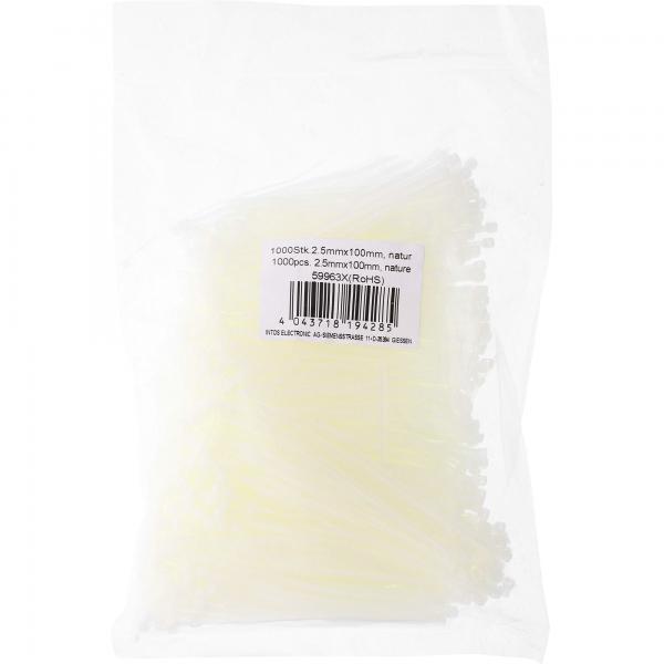 Fascette fermacavi InLine - lunghezza 100 mm - larghezza 2,5 mm - bianco - 1000 pezzi - sfuso