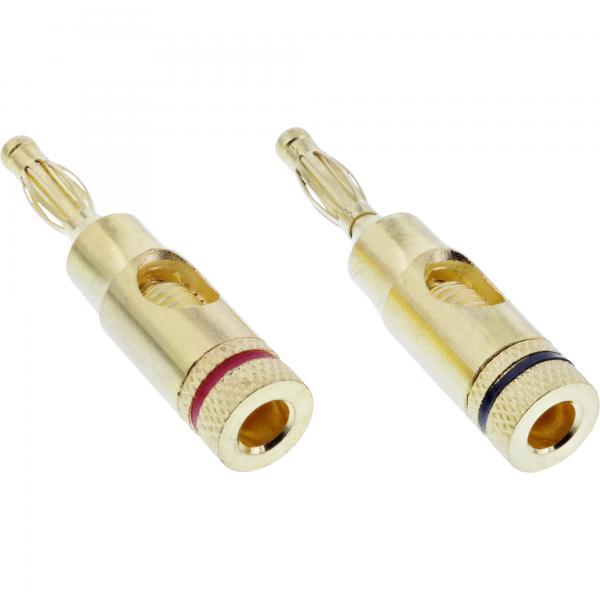 Set di 2 banane InLine ST - connessione a vite. - Metallo - placcato oro - 1x rosso - 1x nero