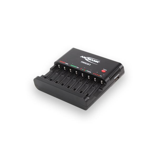 Ansmann Powerline 8 - caricabatteria/alimentatore - carica 8 batterie (USB)