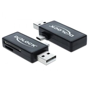 Delock Lettore di schede Micro USB OTG + USB A maschio - lettore di schede (MMC, SD, microSD, SDHC, microSDHC, SDXC, microSDXC)