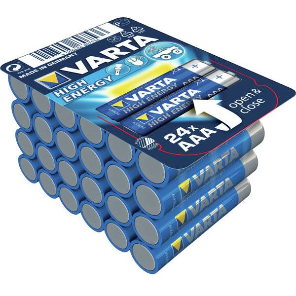 Varta AAA, LR03, 1,5 V, batteria usa e getta, AAA, alcalina, 1,5 V, 24 pezzo(i), Blu, Metallico