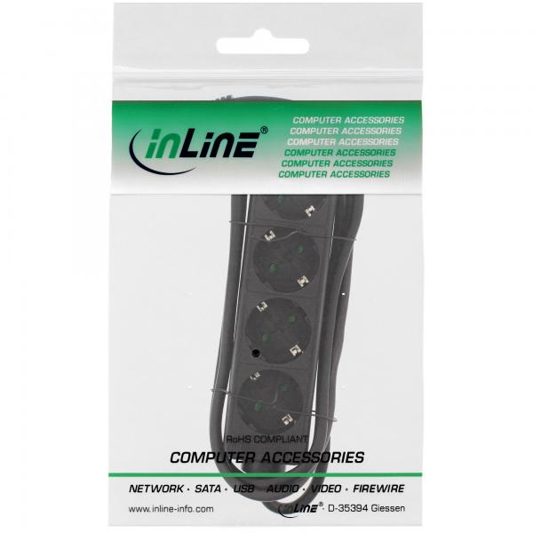 Multipresa InLine - contatto di protezione a 4 vie - nero - 1,5 m
