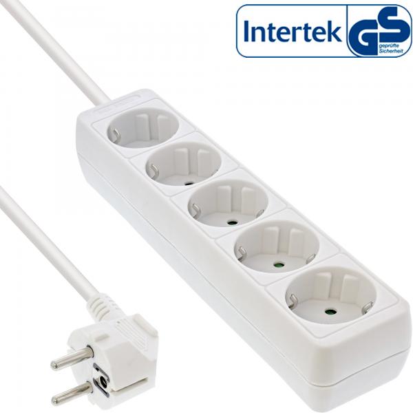 Multipresa InLine - Contatto di protezione a 5 vie - bianco - 1,5 m