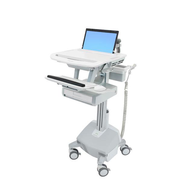Carrello Ergotron (solo carico) - architettura aperta - per notebook/tastiera/mouse - medicale - alluminio, acciaio zincato, plastica di alta qualità - grigio, bianco, alluminio lucidato - dimensioni dello schermo: fino a 43,9 cm (widescreen 17,3")