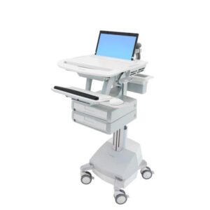 Trolley Ergotron - architettura aperta - per notebook/tastiera/mouse - medicale - alluminio, acciaio zincato, plastica di alta qualità - grigio, bianco, alluminio lucidato - dimensioni dello schermo: fino a 43,9 cm (widescreen 17,3")