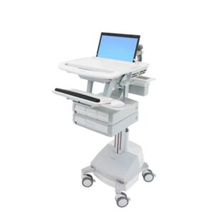 Trolley Ergotron - architettura aperta - per notebook/tastiera/mouse - medicale - alluminio, acciaio zincato, plastica di alta qualità - grigio, bianco, alluminio lucidato - dimensioni dello schermo: fino a 43,9 cm (widescreen 17,3")
