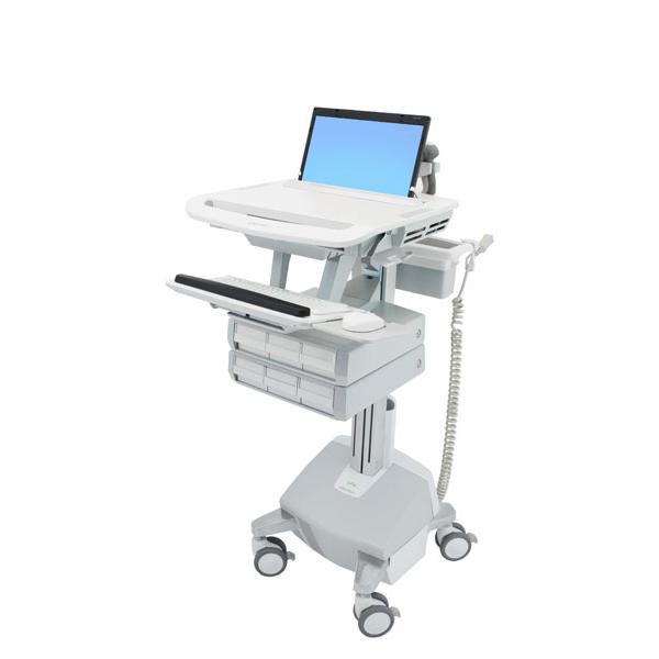 Trolley Ergotron - architettura aperta - per notebook/tastiera/mouse - medicale - alluminio, acciaio zincato, plastica di alta qualità - grigio, bianco, alluminio lucidato - dimensioni dello schermo: fino a 43,9 cm (widescreen 17,3")