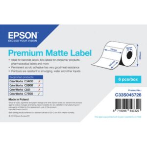Epson Premium - Matt - permanenter Acrylklebstoff - 76 x 127 mm 5760 Etikett(en) (6 Rolle(n)