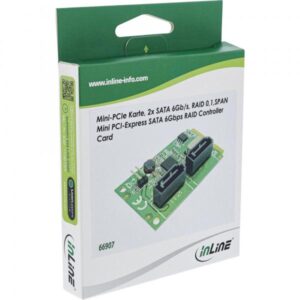 Scheda InLine Mini-PCIe 2.0 - 2x SATA 6Gb/s - RAID 0.1, SPAN