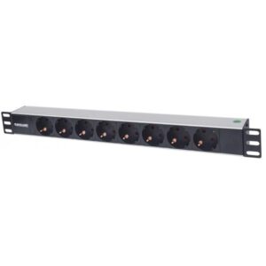 Intellinet 19quot; Multipresa a 8 vie, contatto di protezione, LED di alimentazione, senza protezione da sovratensione, cavo di alimentazione da 1,8 m, Multipresa da 1 U (rack - installabile)