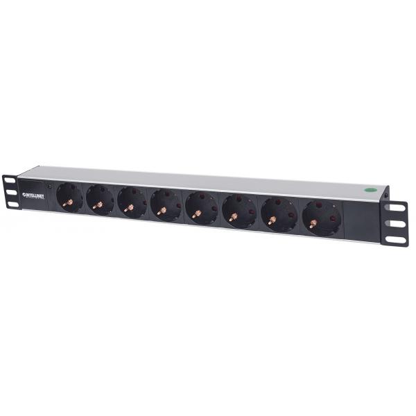 Intellinet 19quot; Multipresa a 8 vie, contatto di protezione, LED di alimentazione, senza protezione da sovratensione, cavo di alimentazione da 1,8 m, Multipresa da 1 U (rack - installabile)