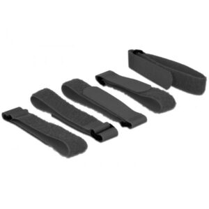 Delock Chiusura in Velcro - 30 cm - Nero (confezione da 5)