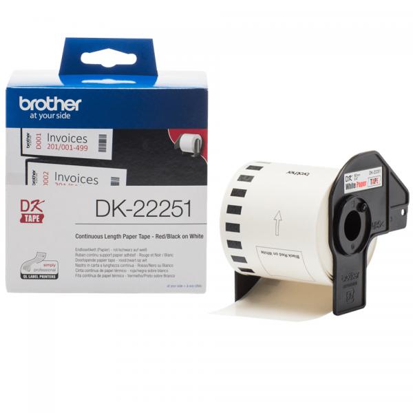 Brother DK22251 - Nero/Rosso su bianco - Rotolo (6,2 cm x 15,24 m)