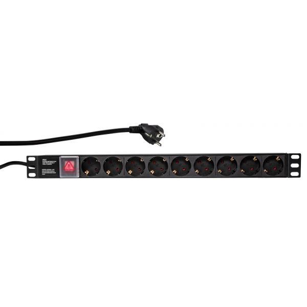Unità di distribuzione dell'alimentazione LogiLink (rack - montabile) - CA 250 V - 3500 watt - ingresso, ingresso CEE 7/7 - connessioni di uscita: 9 (alimentazione)