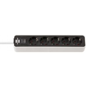 Brennenstuhl Ecolor Multipresa a 5 prese bianco/nero 1,5 m H05VV-F 3G1.5, 1,5 m, interno, nero, 5 uscite AC, 290 mm, nero
