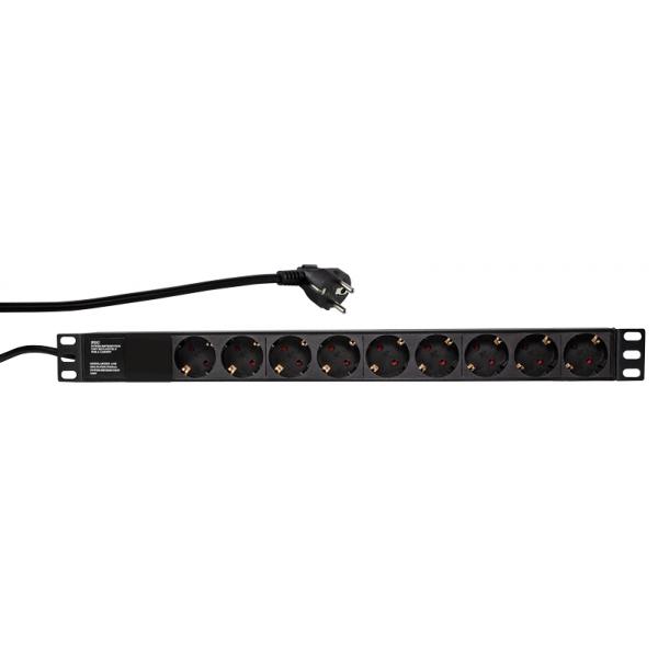 LogiLink Stromverteilungseinheit (Rack - einbaufähig) - Wechselstrom 250 V - Eingabe, Eingang CEE 7/7 - Ausgangsanschlüsse: 9 (Stromversorgung)
