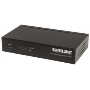 Switch Intellinet Gigabit Ethernet PoE+ a 5 porte, 4 porte PSE, IEEE 802.3at/af Power over Ethernet (PoE+/PoE)