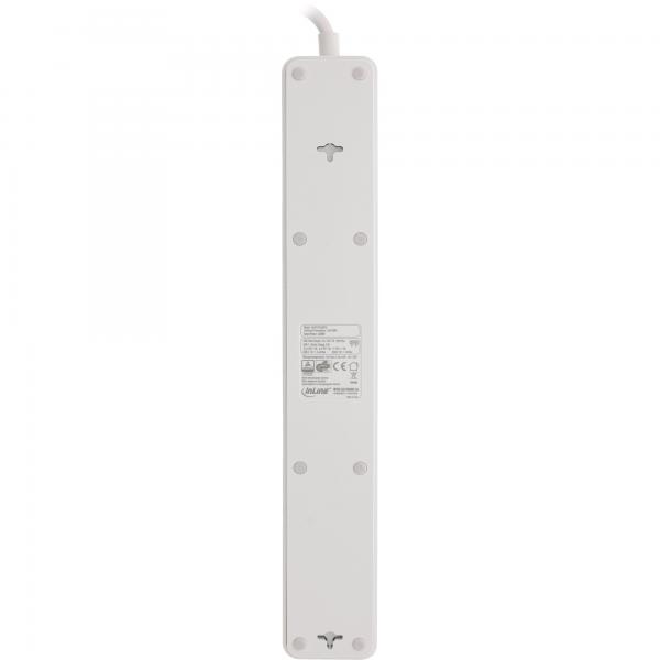 Presa multipla InLine - Contatto di protezione a 5 contatti - ÜSS e QC3.0 - bianco
